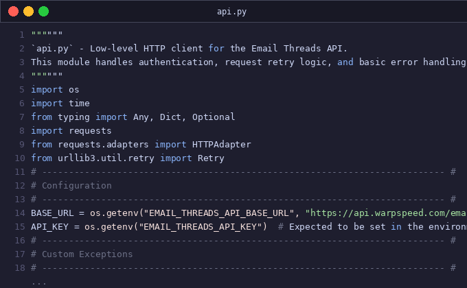 Email Threads API