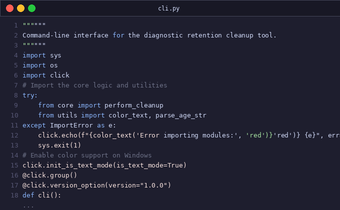 Add diagnostic retention cleanup command