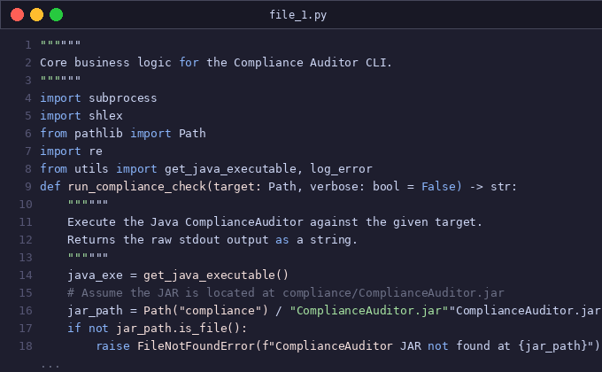 Add ComplianceAuditor JSON report output