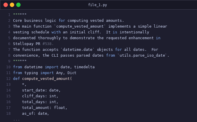 Stellopay PR #538 - vesting doc+tests