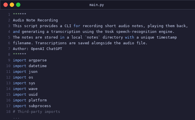Audio Note Recording