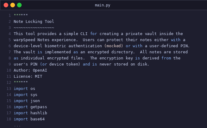 Note Locking - Biometrics/PIN